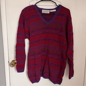 Jantzen Vintage Hand Embroidered Women’s Sweater with Shoulder Pads